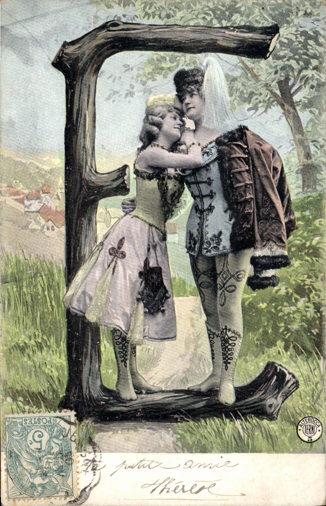CPA Fantaisie Femme Lettres Lettre E 