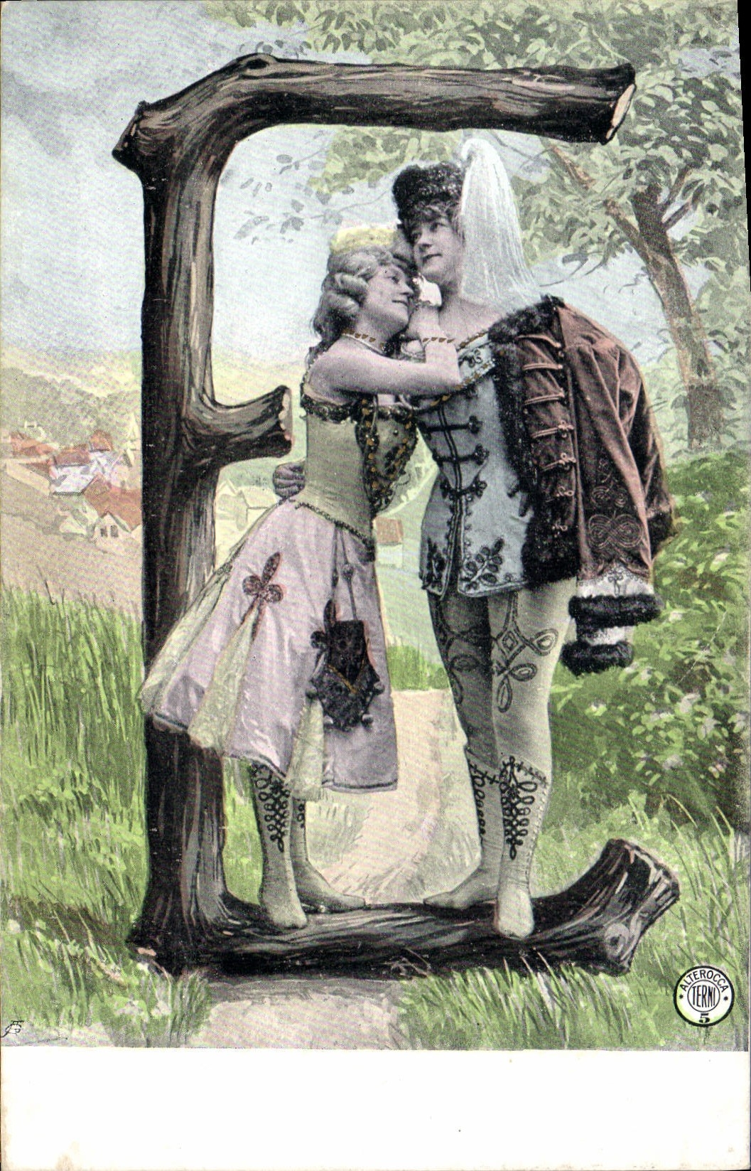 CPA Fantaisie Femme Lettres Lettre E 