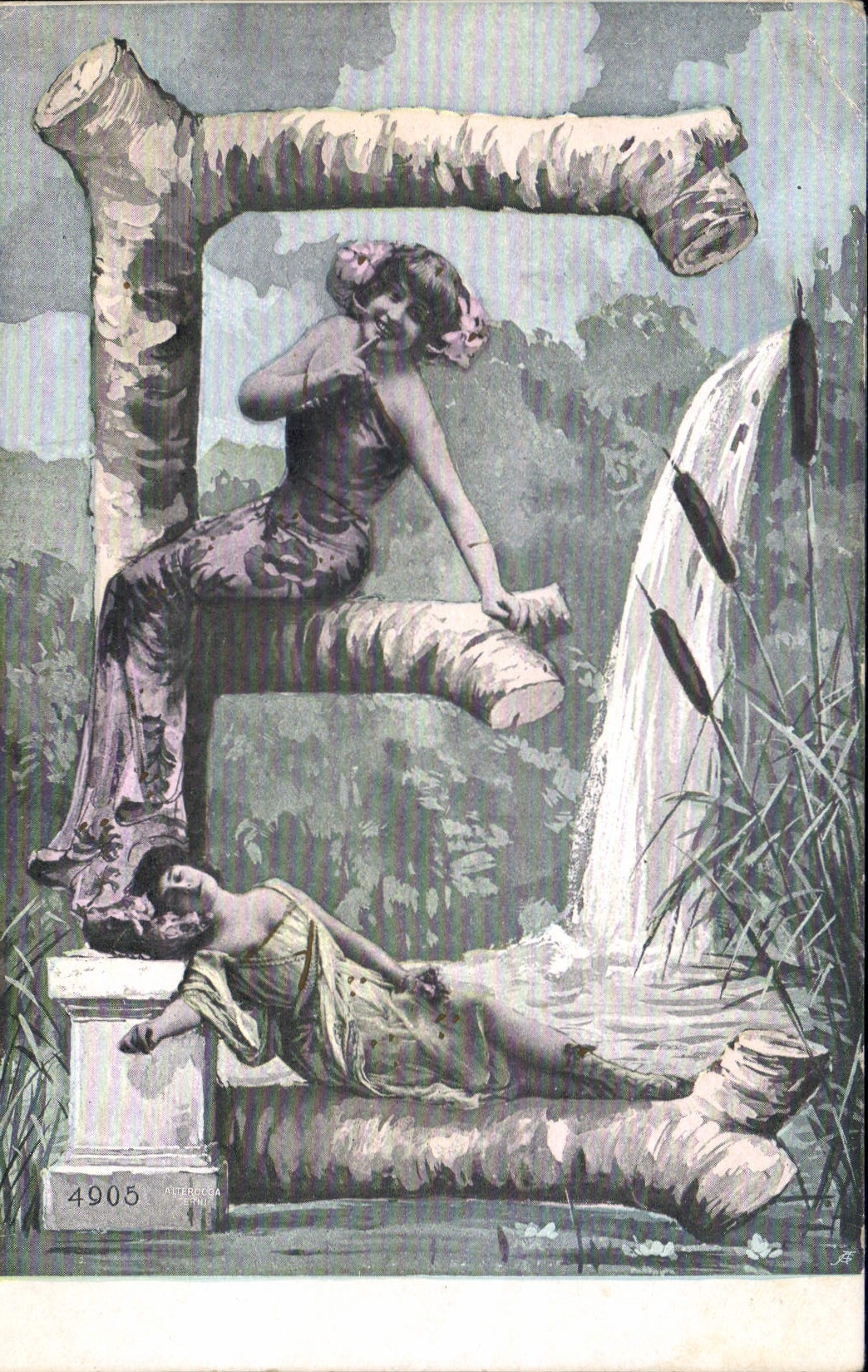 CPA Fantaisie Femme Lettres Lettre E 