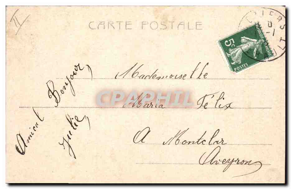 CPA Fantaisie Femme Lettres Lettre E  — Verso