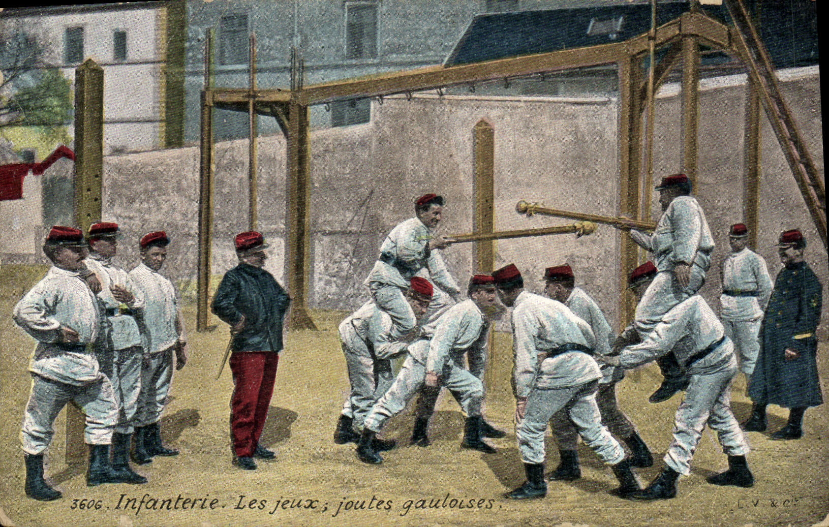CPA Militaria Infanterie Les jeux Joutes gauloises 
