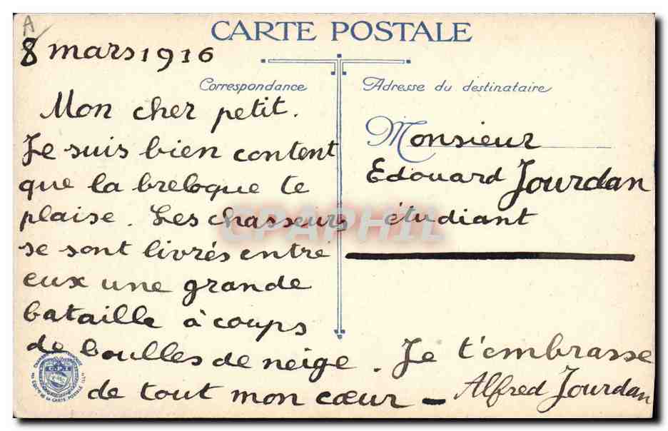 CPA Militaria Contingent de la Nouvelle Zelande allant au front  — Verso