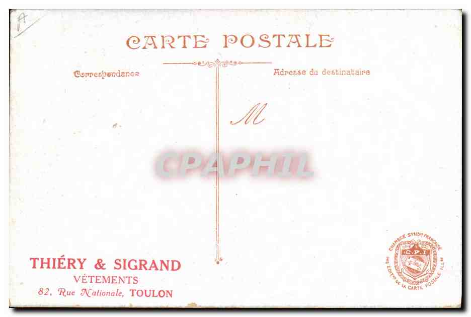 Chien gardien des tranchées anglaises — L.V.C. — Thiéry & Sigrand, Toulon — Rückseite