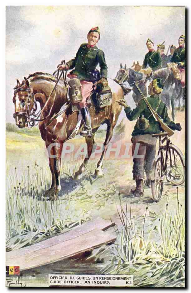 CPA Militaria Officier de guides Un renseignement Velo Cycle 