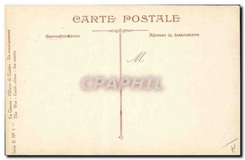 CPA Militaria Officier de guides Un renseignement Velo Cycle  — Rückseite