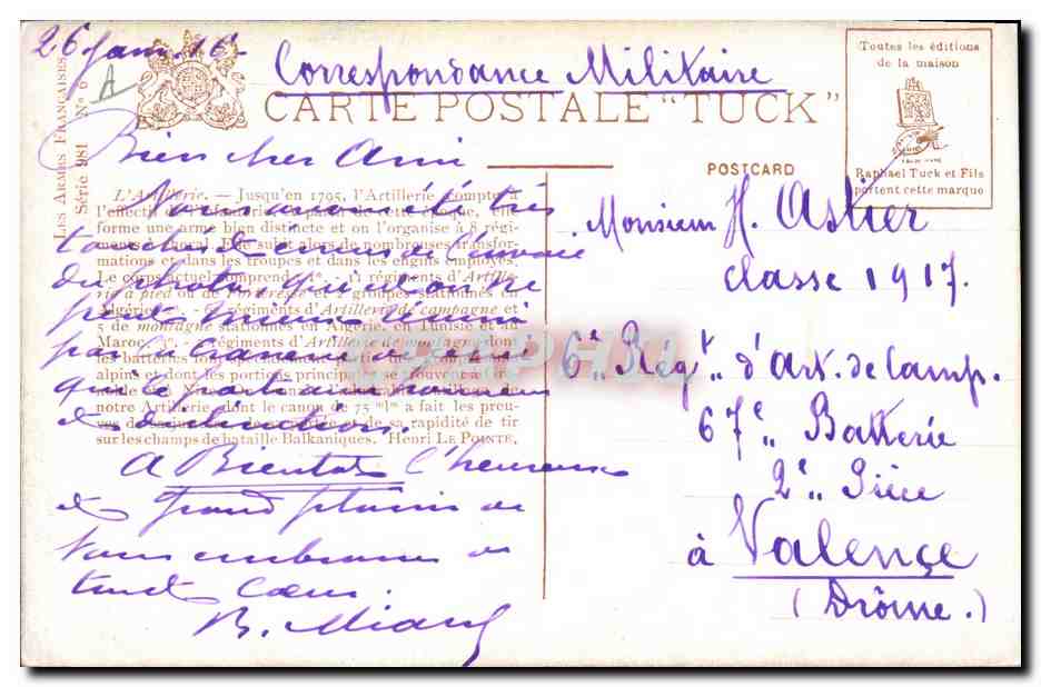CPA Militaria Artillerie de campagne  — Rückseite