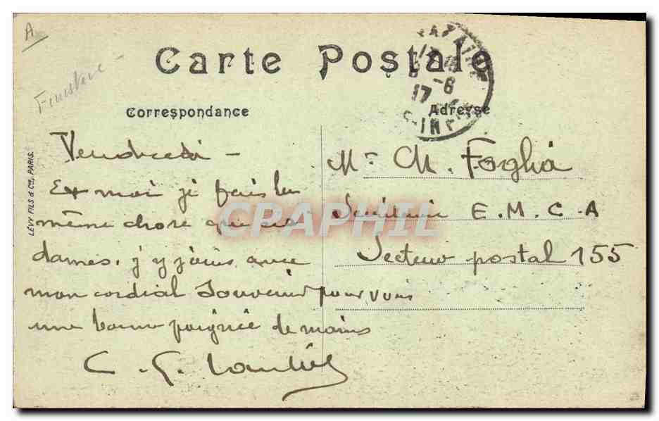CPA Folklore Jeune fille de Fouesnant  — Verso