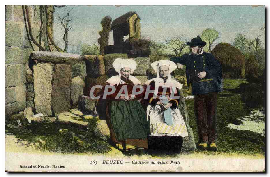 CPA Folklore Beuzec Causerie au vieux puits 