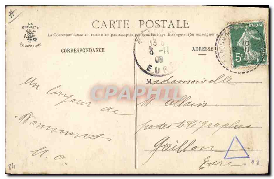 CPA Folklore Bretagne Petit Breton de Fouesnant  — Verso