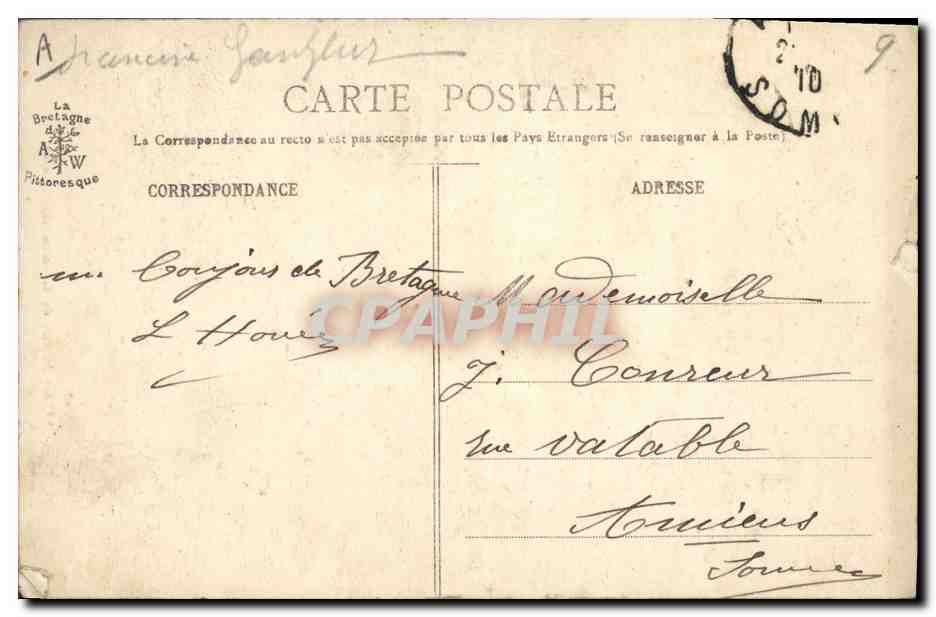 CPA Folklore Mariee de Guemene sur Scorff  — Verso