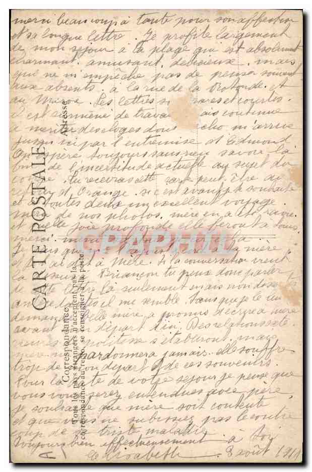 CPA Folklore Jeune fille de Douarnenez  — Verso