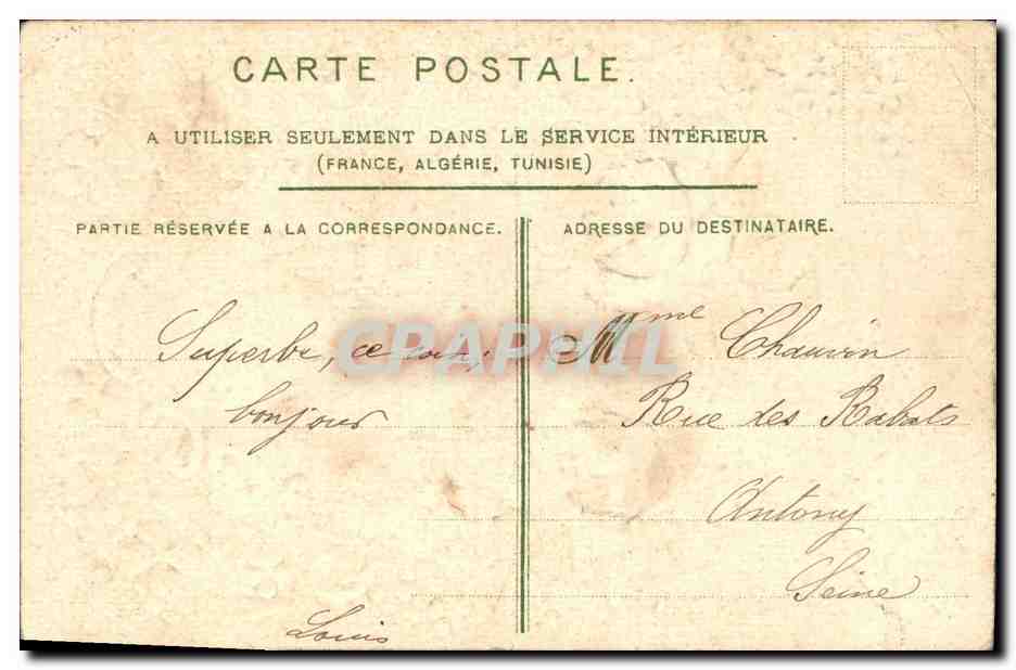 CPA Fantaisie Fleurs Hirondelle  — Verso
