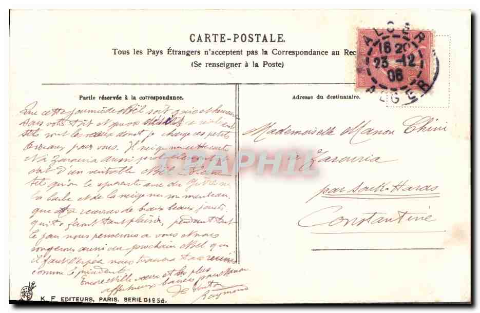 Oiseaux sur branche enneigée — Joyeux Noël 1900 — Albert B. 337, série 1900 — Rückseite