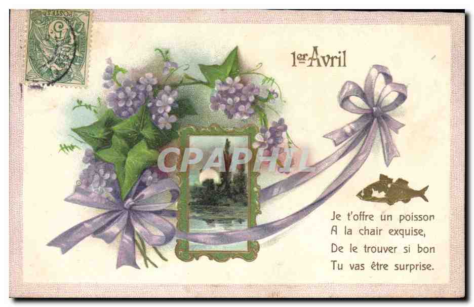 CPA Fantaisie Fleurs Poisson 1er Avril 