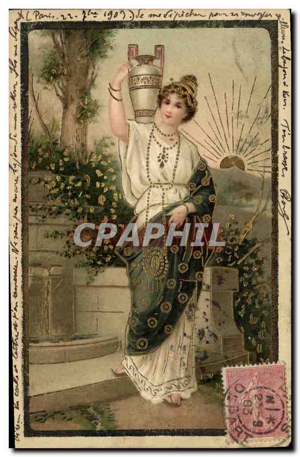 CPA Fantaisie Fleurs Femme 