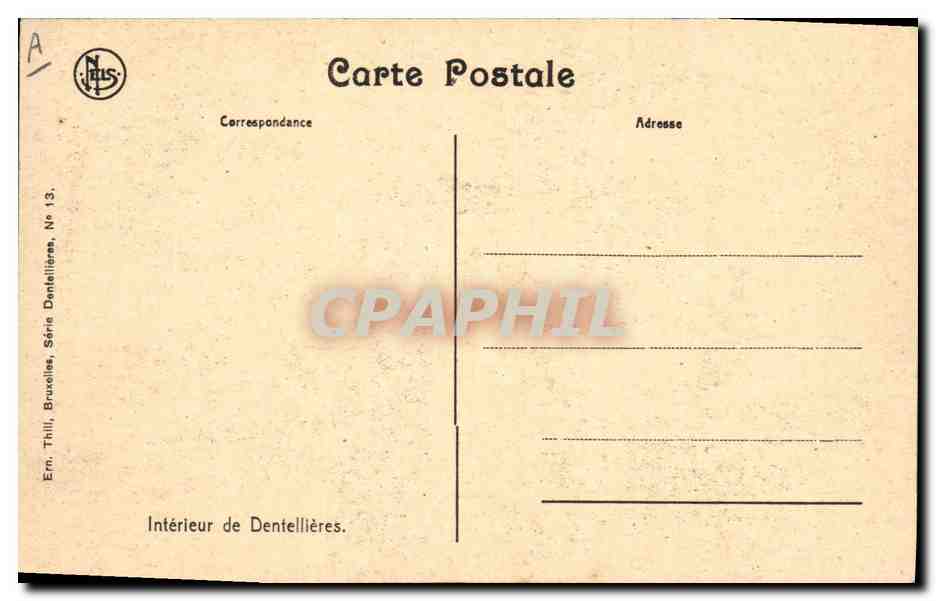 CPA Folklore Dentelle Dentelliere Interieur de dentellieres  — Verso
