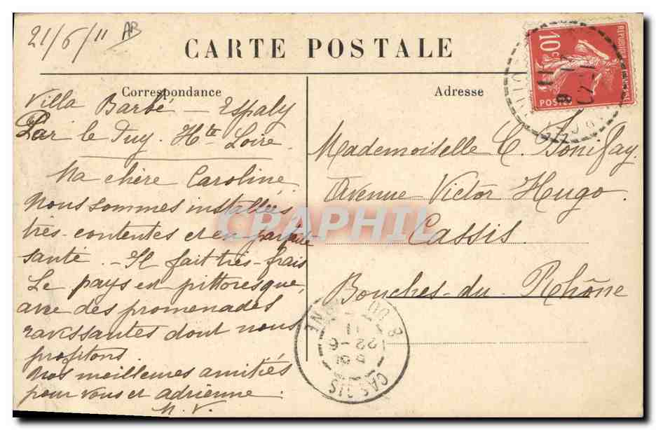 CPA Folklore Dentelle Dentelliere La vallee d'Aiguilhe  — Verso