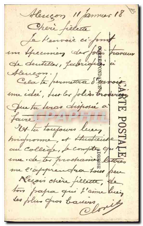 CPA Folklore Dentelle Dentelliere Point d'Alencon  — Verso