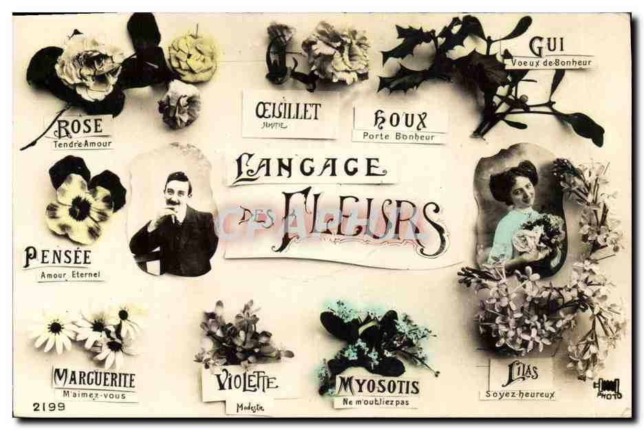 CPA Fantaisie Langage des Fleurs 