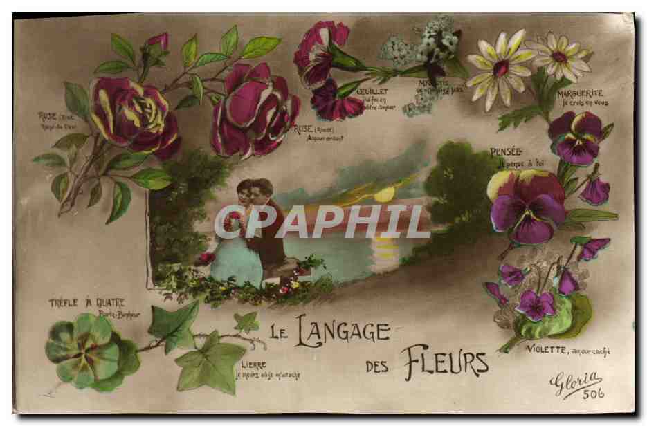 CPA Fantaisie Langage des Fleurs 