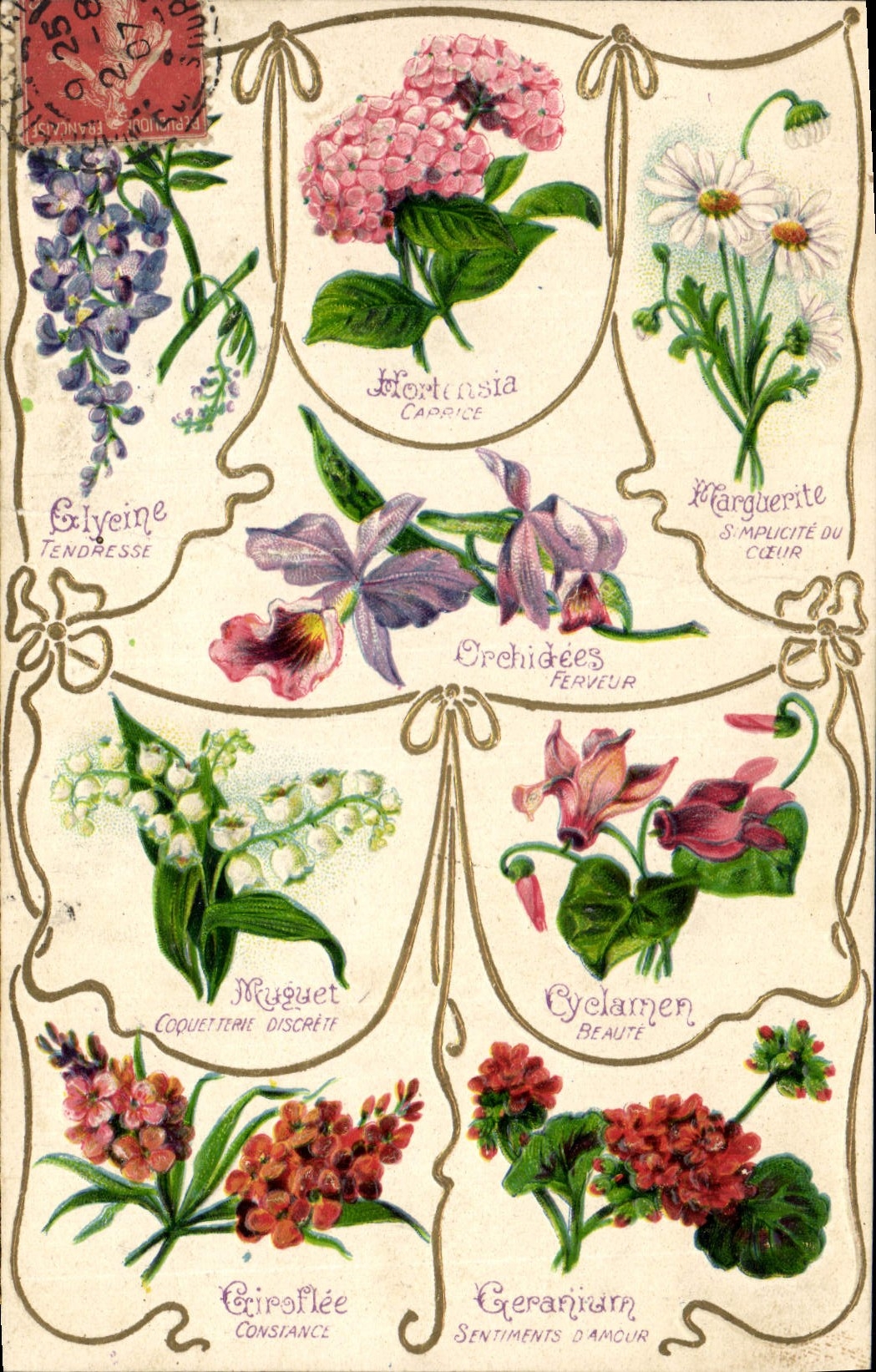 CPA Fantaisie Langage des Fleurs 