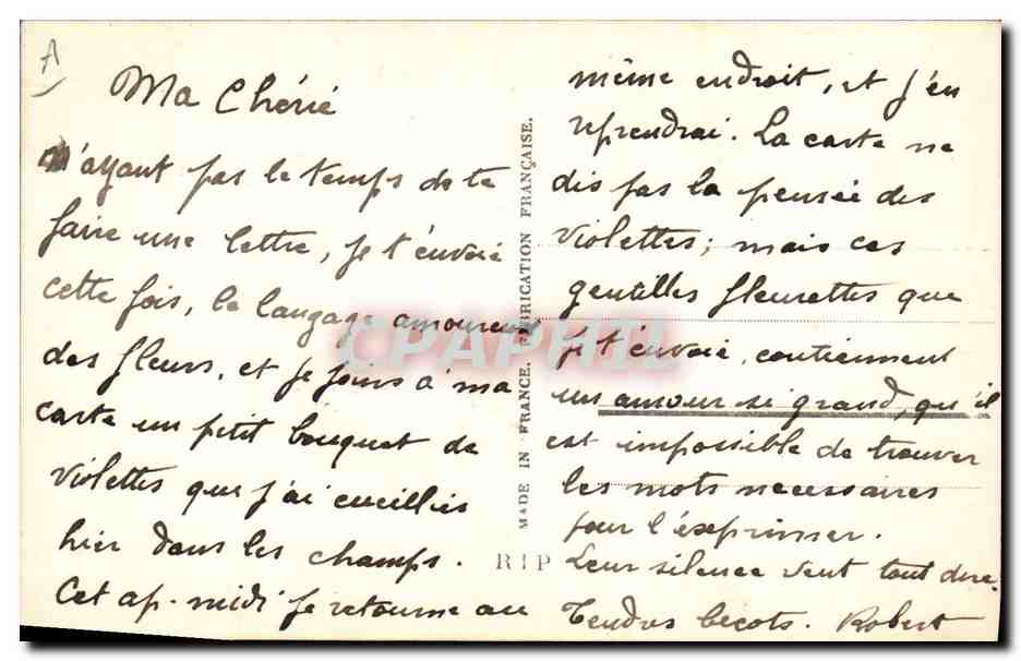 CPA Fantaisie Langage des Fleurs du soldat Militaria  — Verso