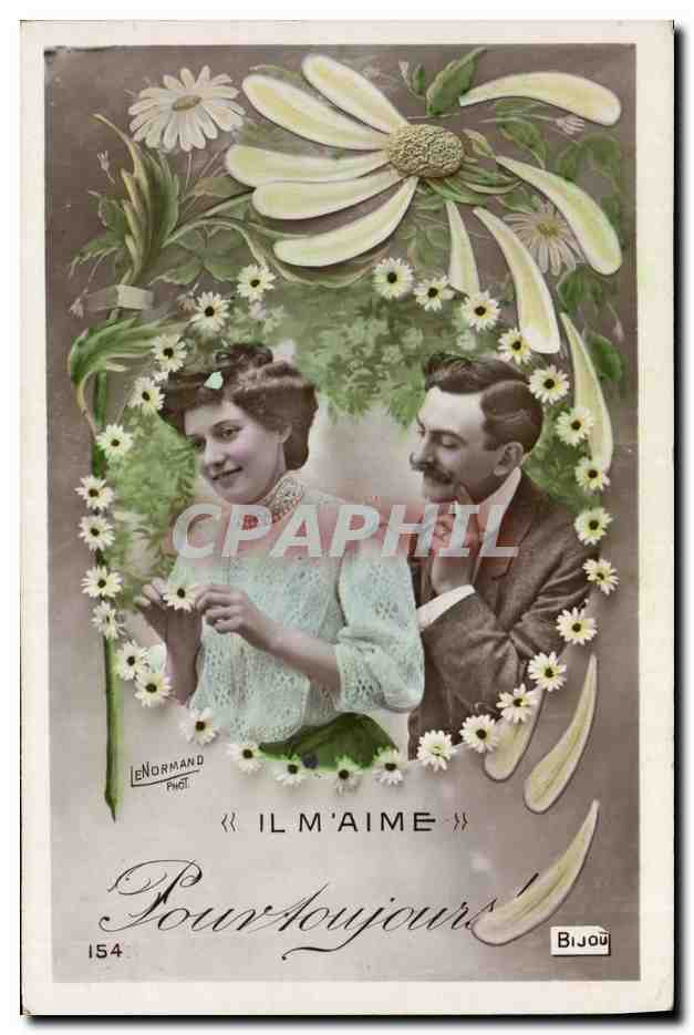 Couple amoureux — décor de marguerites — Le Normand Phot. n°154