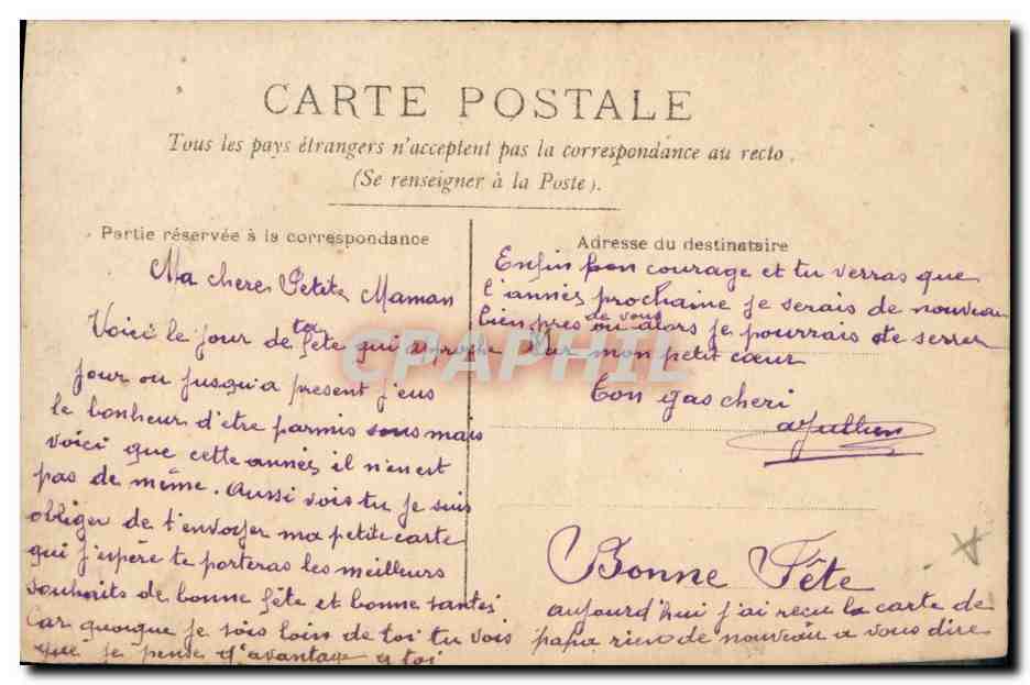 CPA Fantaisie Langage des Fleurs  — Verso