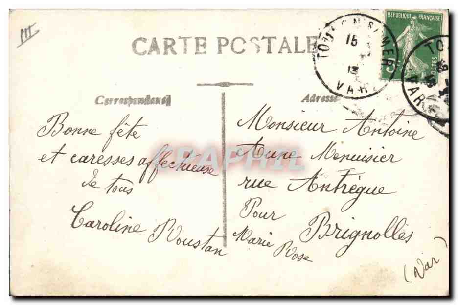 CPA Fantaisie Langage des Fleurs  — Verso