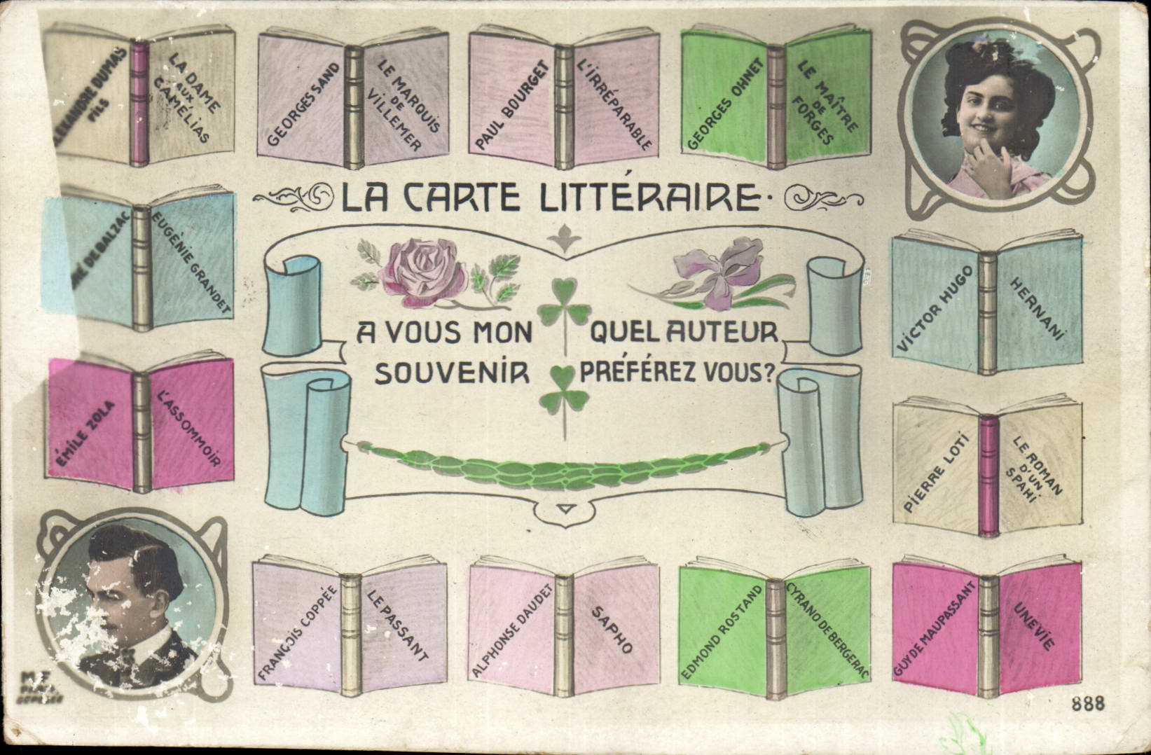 La Carte Littéraire — Quel auteur préférez-vous ? — Éditeur non visible, n° de série 888