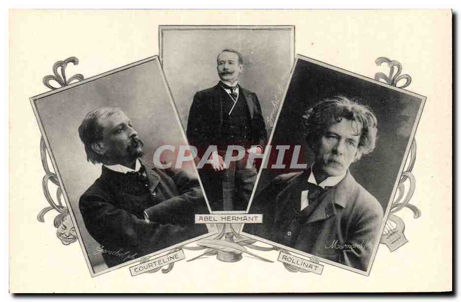 Portrait des artistes Courteline, Abel Hermant et Rollinat — Garcha & Cie, Paris