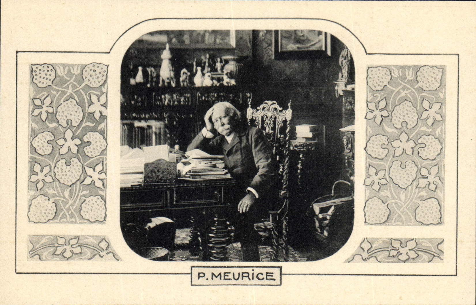 P. Meurice — Portrait d'un homme âgé à son bureau — P. Meurice
