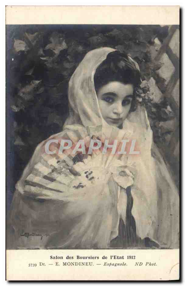 CPA Fantaisie Eventail Femme Mondineu Espagbole