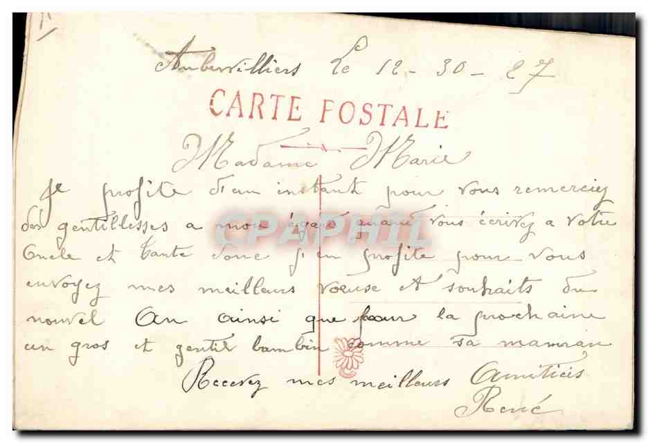 Bouquet de fleurs — 'Bonne Année' brodé — Carte postale — Verso