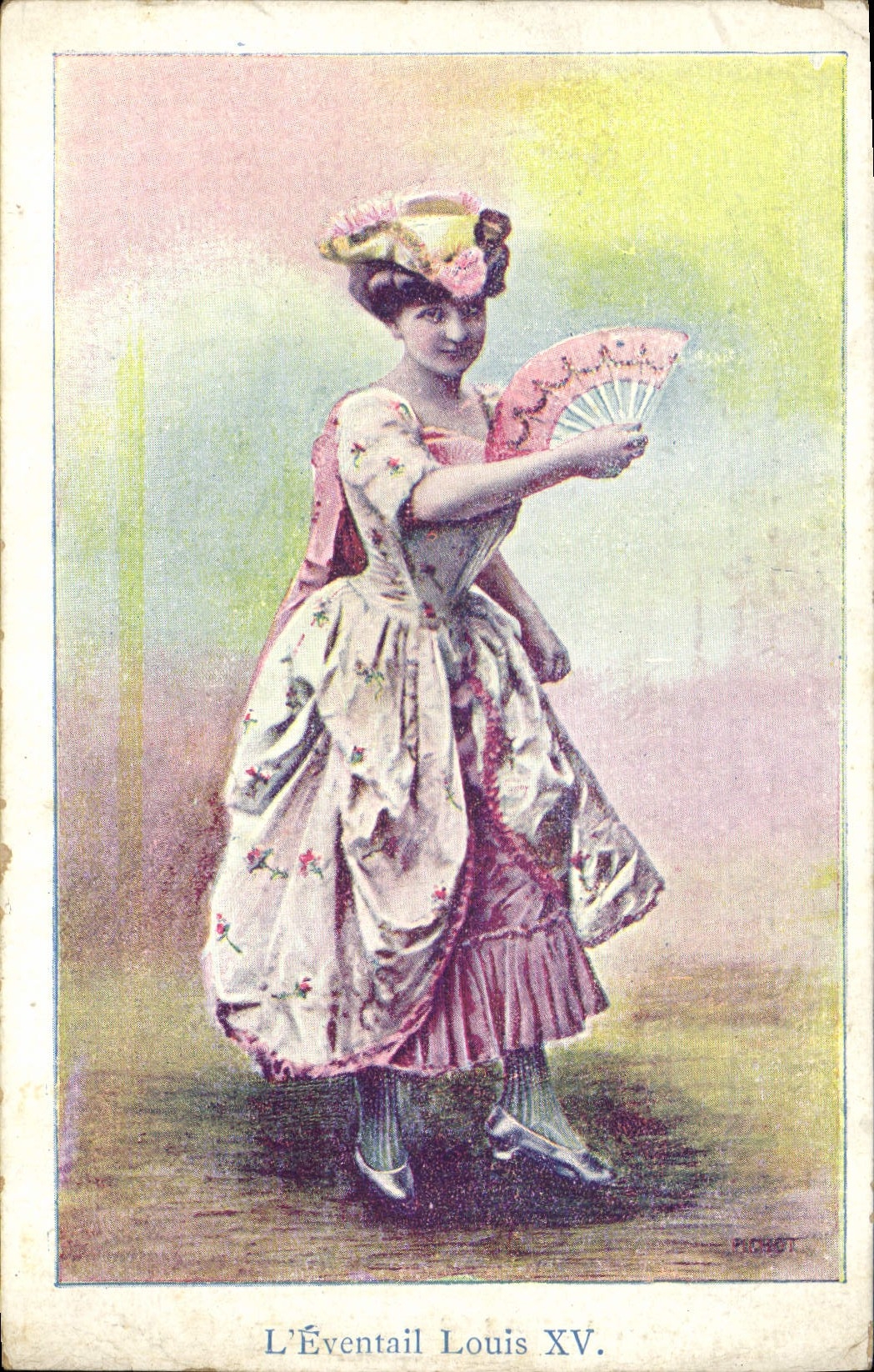 CPA Fantaisie Eventail Femme Louis XV