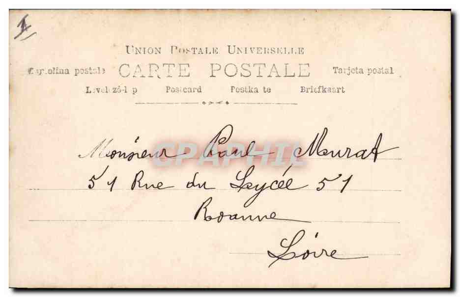 Sujet féminin en costume — Opéra Comique — éditeur Portez — Verso