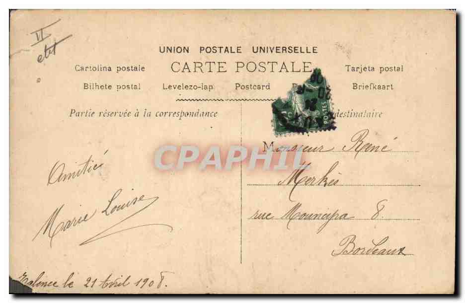 CPA Fantaisie Eventail De Normand Aloa Garrick Leo Renn — Verso