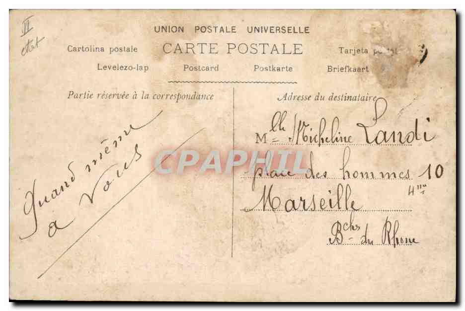 CPA Fantaisie Eventail Myriel — Verso