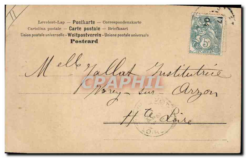 Deux enfants sous un parapluie — Souvenir d'une promenade — Aphochette, n°195 — Verso