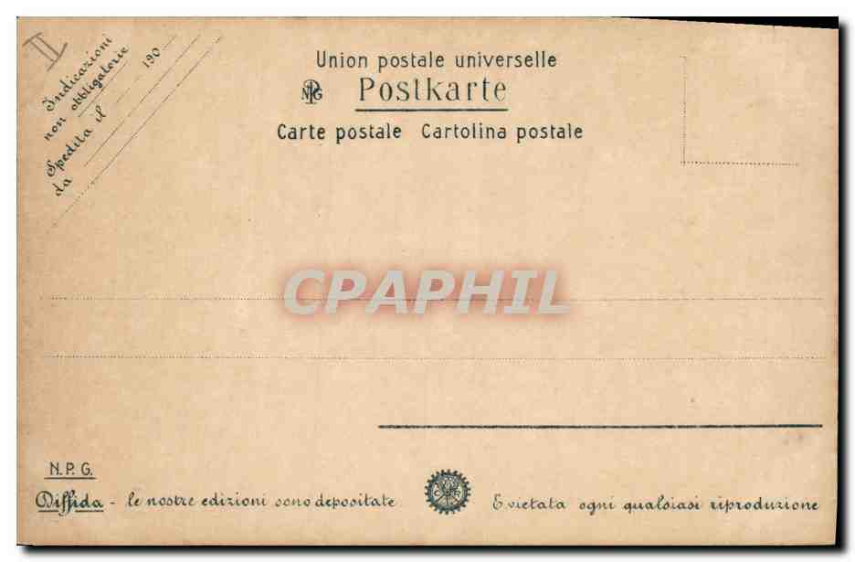 Femme et enfants près d'un étang — scène de jardin — Union postale universelle, N.P.G. — Verso