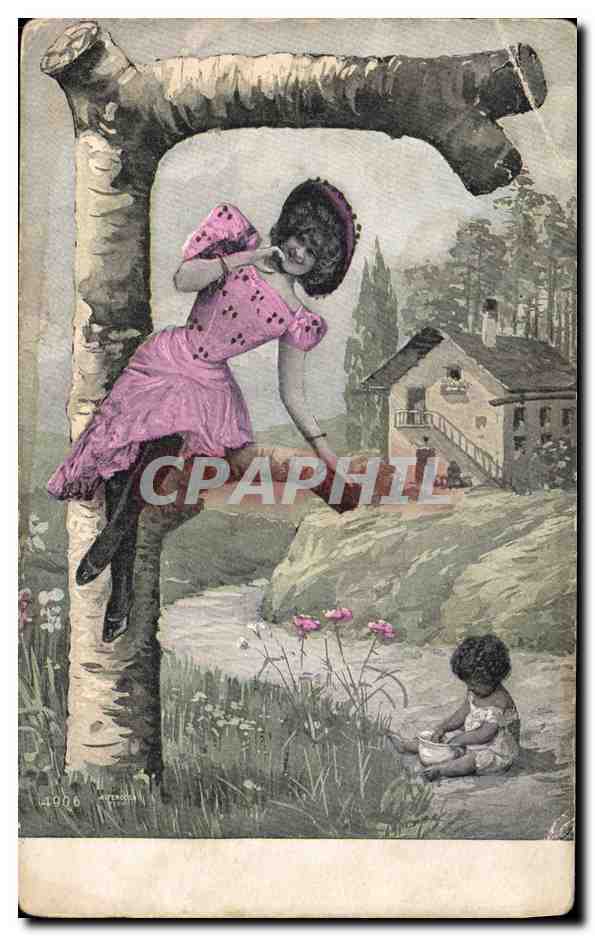 CPA Fantaisie Femme Lettres Lettre F 