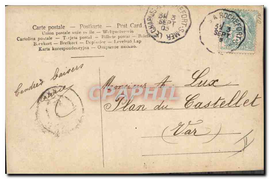 F — Lettre ornée de femmes et enfants — F. R. (éditeur) n° 6 — Rückseite