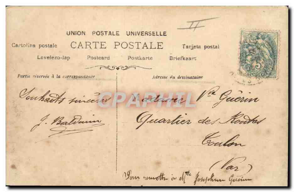 Femme dans un paysage — initiale G stylisée — éditeur Roullinger, n° 1358 — Verso