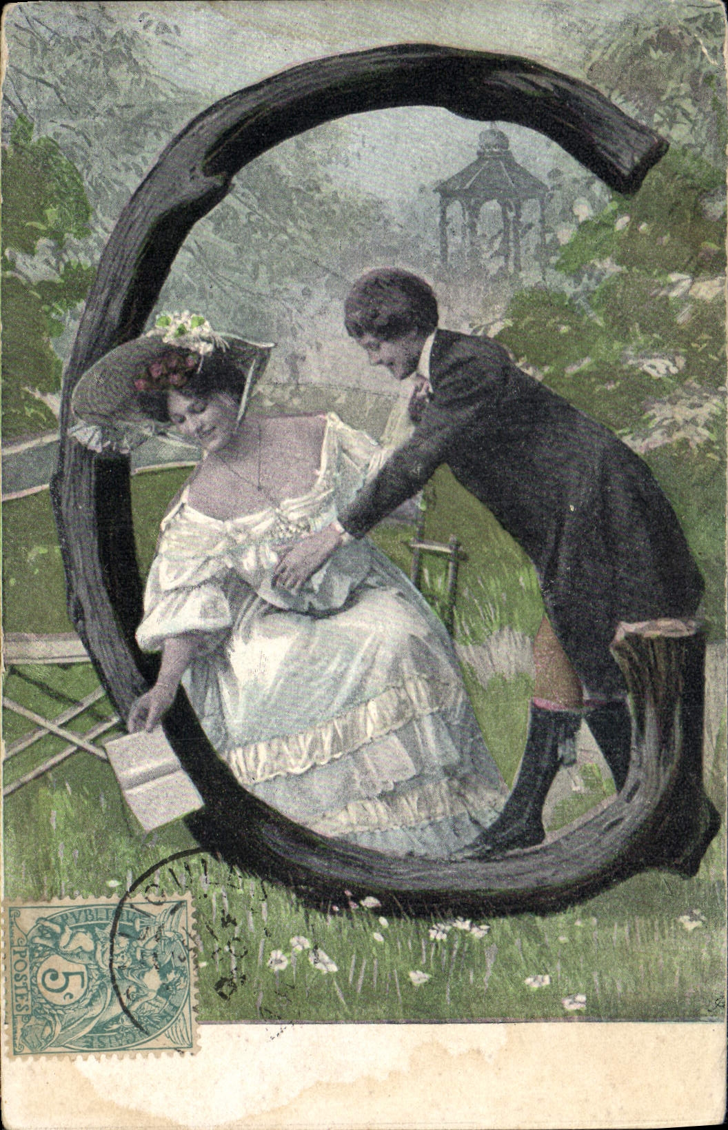 CPA Fantaisie Femme Lettres Lettre G 