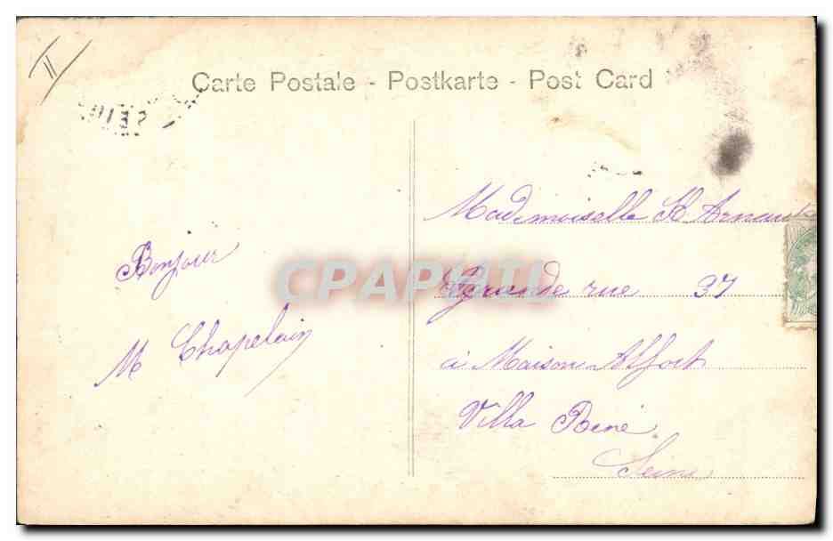 CPA Fantaisie Femme Lettres Lettre H Velo Tricycle — Rückseite