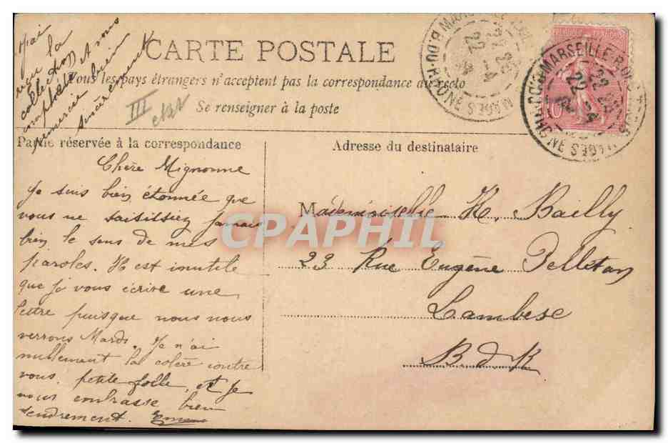 CPA Fantaisie Femme Lettres Lettre H — Verso