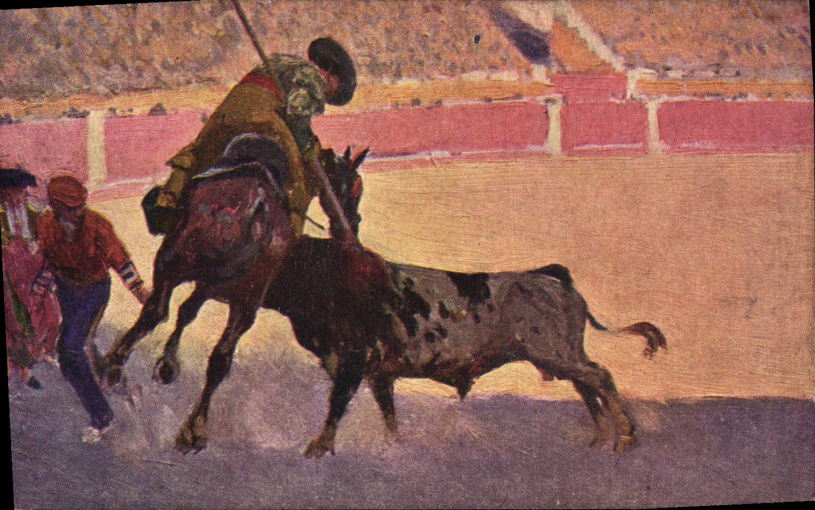Course de taureaux — torero à cheval — Éditions Victorio N. Coll Suletí, n° 456