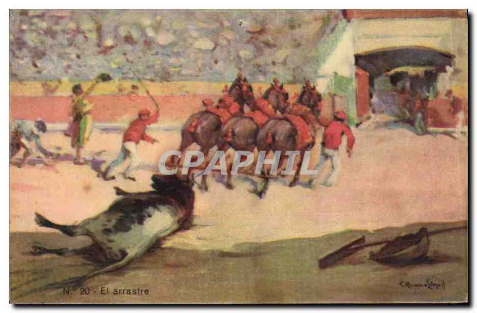 El arrastre — scène de corrida — C. Rovira i Llopi, N.º 20