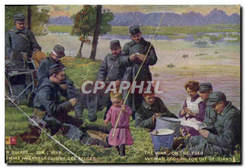 Frau, die für die Belgier kocht — Der Krieg am Yser — V.C. — Ausgabe D. Nr. 1