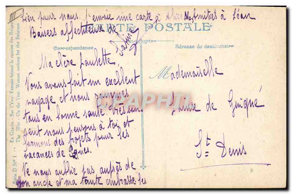Frau, die für die Belgier kocht — Der Krieg am Yser — V.C. — Ausgabe D. Nr. 1 — Rückseite